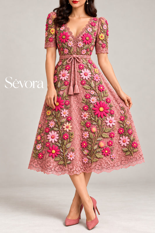 Vestido Corto Bordado 602