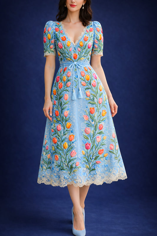 Vestido Corto Bordado 598