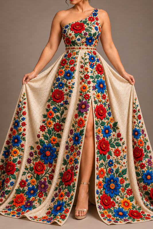 Vestido Largo Bordado 589