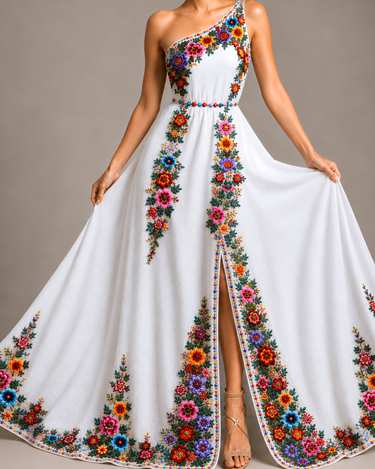 Vestido Largo Bordado 504