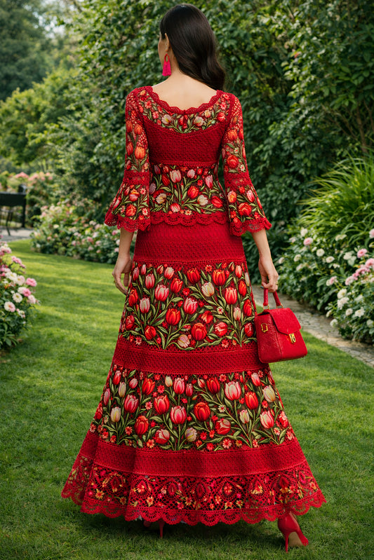 Vestido Largo Bordado 575