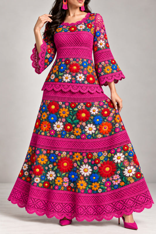 Vestido Largo Bordado 572