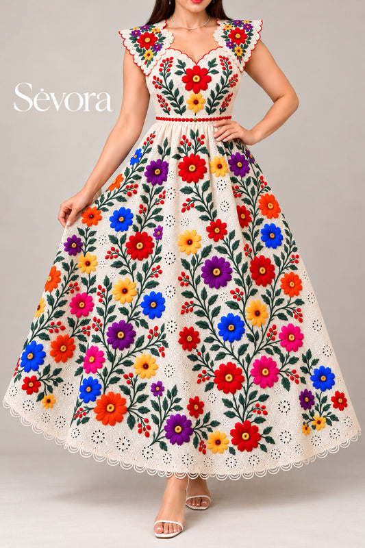 Vestido Largo Bordado 612